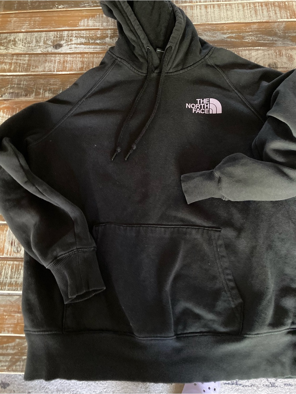 The North Face Black Pullover Hoodie with Pink Logo